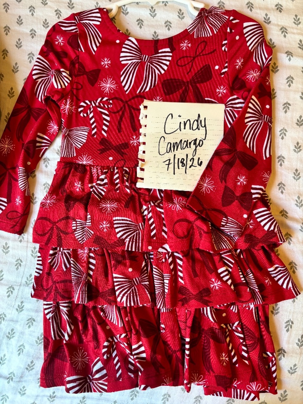 Little Sleepies red bow dress size 2 NWOT